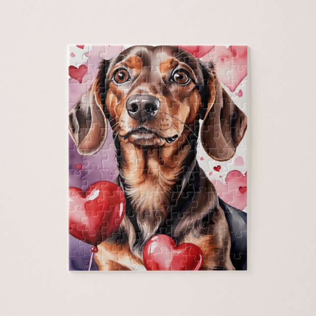 Puzzle Portrait de chien de compagnie Dachshund aquarelle (Vertical)