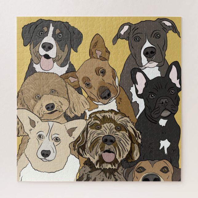 Puzzle Portrait de chien de groupe | Thème Chien mignon (Vertical)