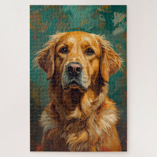 Puzzle Portrait de chien doré artistique Peinture à l'hui