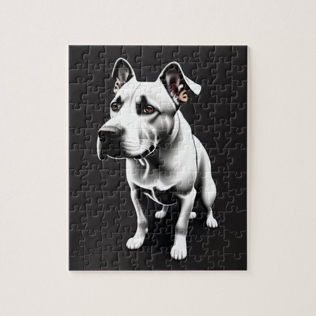 Puzzle Portrait de chien en noir et blanc (Vertical)