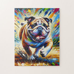 Puzzle Portrait de chien imprimé en art acrylique Bulldog