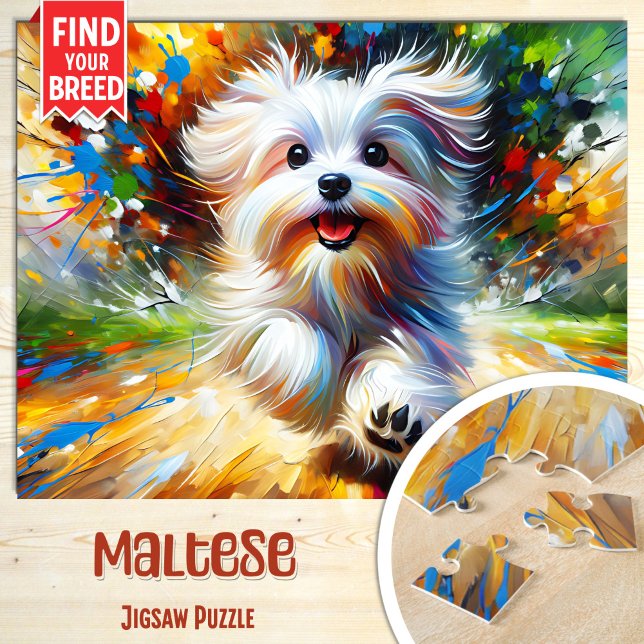 Puzzle Portrait de chien maltais Impression d'art acryliq (Créateur téléchargé)
