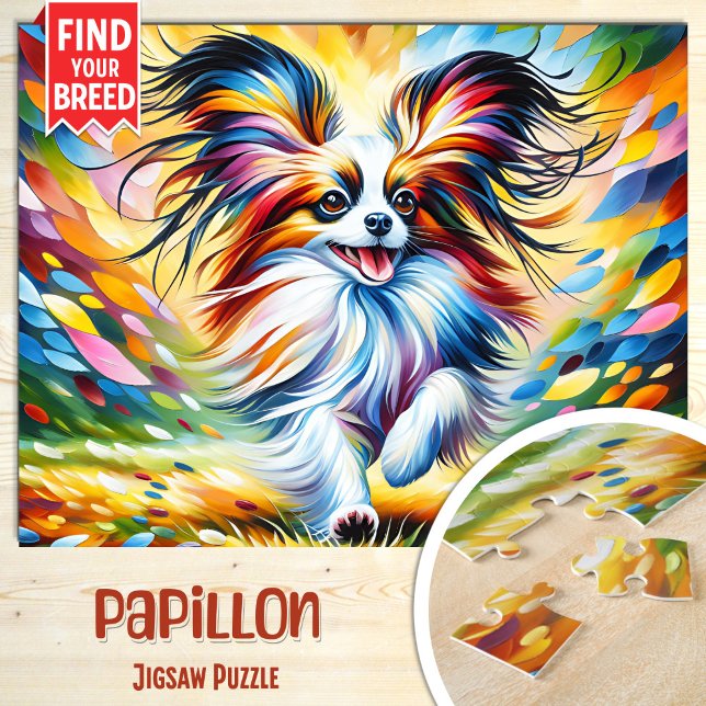 Puzzle Portrait de chien Papillon Impression d'art en acr (Créateur téléchargé)