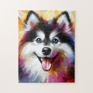 Puzzle Portrait de Chien Pomsky Acrylique Art Imprimer Am