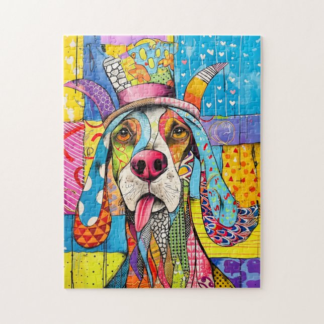 Puzzle Portrait de chien Pop-Art dans un style rétro (Vertical)