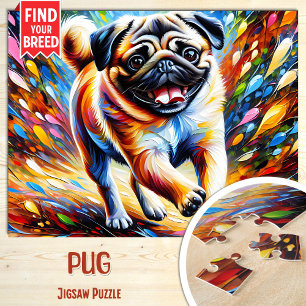 Puzzle Portrait de chien Pug Impression d'art acrylique C