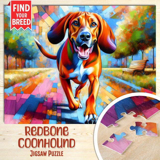 Puzzle Portrait de chien Redbone Coonhound Impression d'a (Créateur téléchargé)