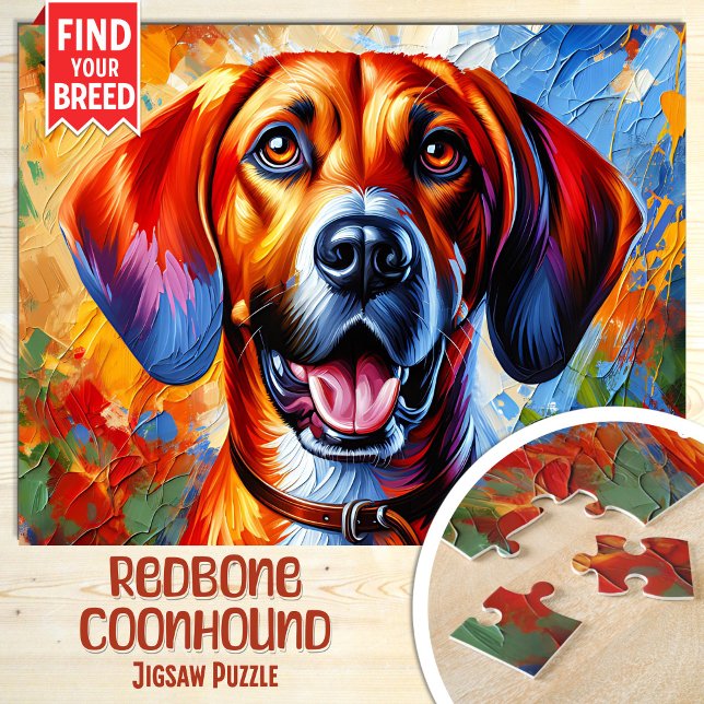 Puzzle Portrait de chien Redbone Coonhound Impression d'a (Créateur téléchargé)