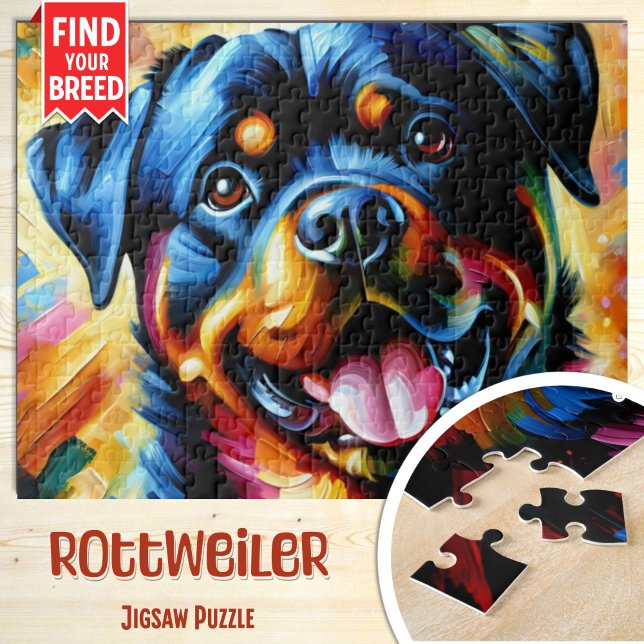 Puzzle Portrait de chien Rottweiler Acrylique Art Imprime (Créateur téléchargé)
