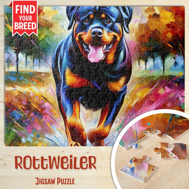 Puzzle Portrait de chien Rottweiler Acrylique Art Imprime (Créateur téléchargé)