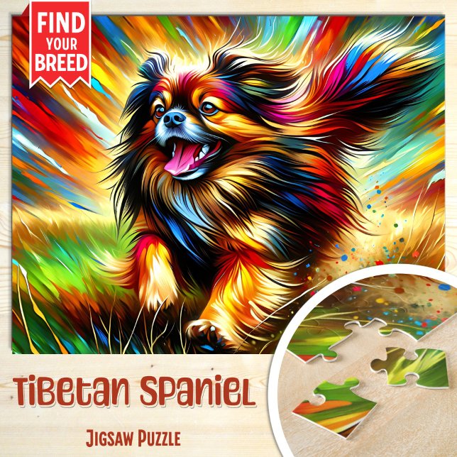 Puzzle Portrait de Chien Spaniel Tibétain Impression d'Ar (Créateur téléchargé)