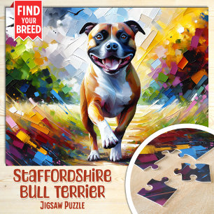 Puzzle Portrait de chien Staffordshire Bull Terrier Acryl