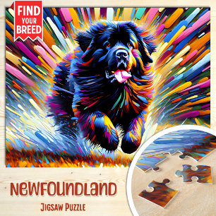 Puzzle Portrait de chien Terre-Neuve Impression d'art acr