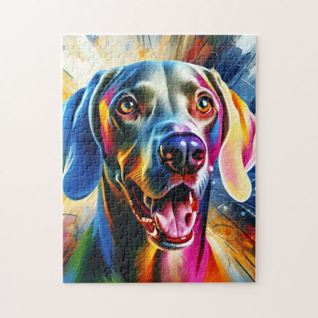 Puzzle Portrait de chien Weimaraner Impression d'art en a (Vertical)