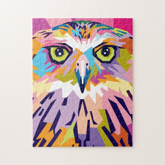 Puzzle Portrait de Chouette de Pop Art coloré (Vertical)