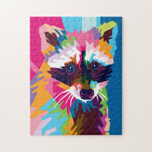 Puzzle Portrait de Colorful Pop art Raccoon