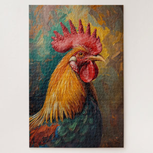 Puzzle Portrait de coq artistique Peinture à l'huile vibr