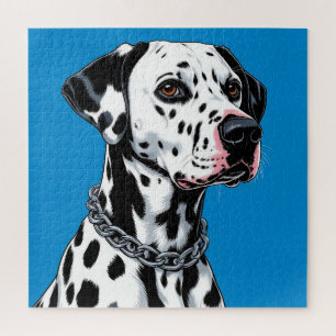 Puzzle Portrait de Dalmatien sur fond bleu