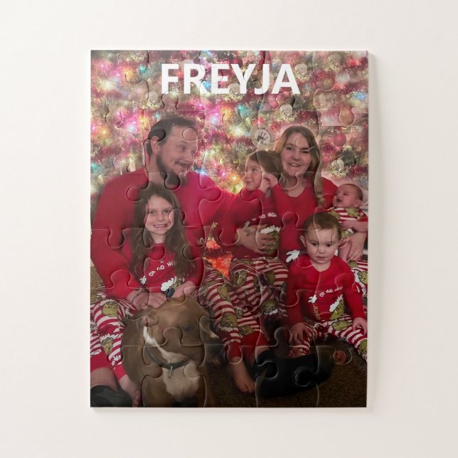 Puzzle Portrait de famille avec nom (Vertical)