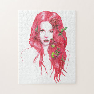 Puzzle Portrait de femme aux cheveux rouges imaginaire su