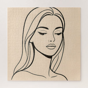Puzzle Portrait de femme élégant minimaliste en ligne Art