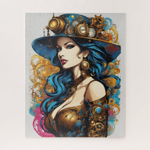 Puzzle Portrait de femme, style steampunk