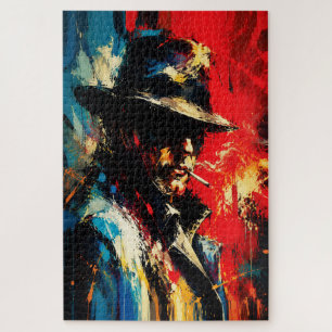 Puzzle Portrait de gangster abstrait de style vintage