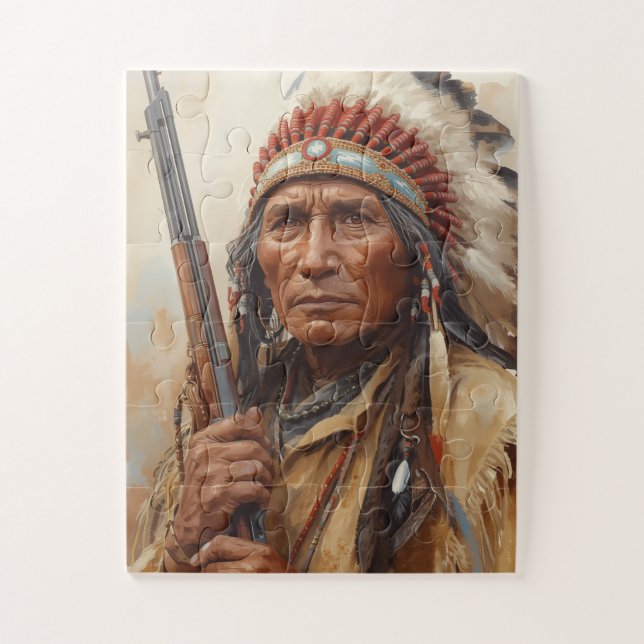 Puzzle Portrait de Geronimo, chef de guerre indien (Vertical)