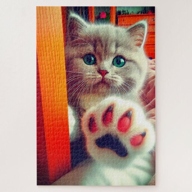 Puzzle Portrait de gros plan d'une patte de chaton mignon (Vertical)