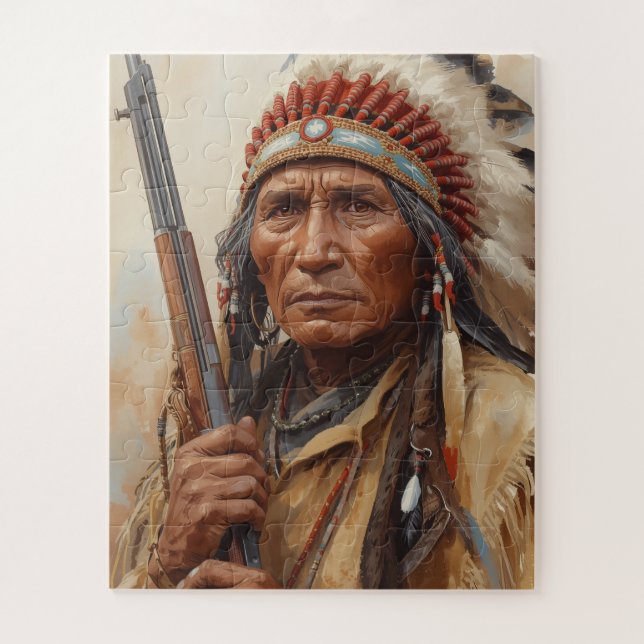 Puzzle Portrait de guerrier chef indien Geronimo (Vertical)