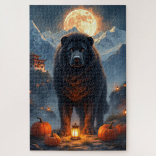 Puzzle Portrait de Halloween au clair de lune de Mastiff