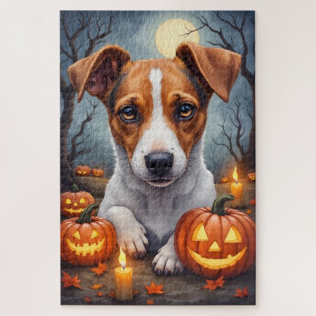 Puzzle Portrait de Halloween hanté de Jack Russell Terrie (Vertical)