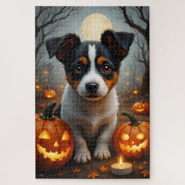 Puzzle Portrait de Halloween hanté de Jack Russell Terrie (Vertical)