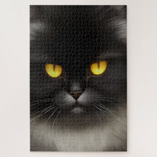 Puzzle Portrait de la face de chat perse noire en colère