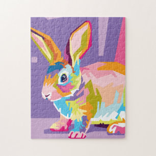 Puzzle Portrait de lapin Pop Art coloré