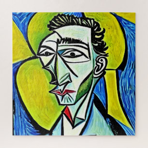 Puzzle Portrait de l'homme d'art Abstrait jaune et bleu