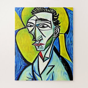Puzzle Portrait de l'homme d'art Abstrait Jaune et Bleu