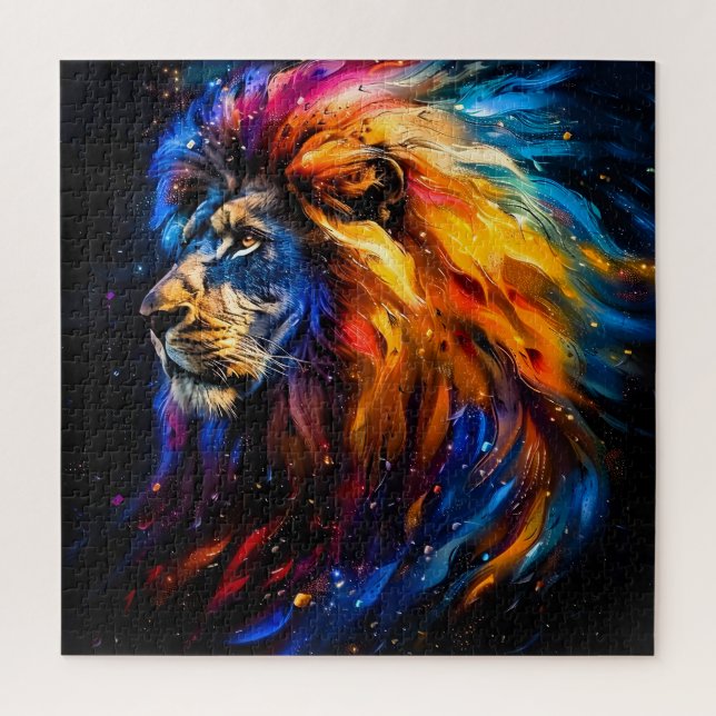Puzzle Portrait de lion abstrait de faune cosmique (Vertical)