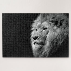 Puzzle Portrait de Lion noir blanc - Photographie d'anima