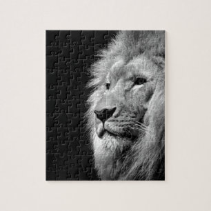 Puzzle Portrait de Lion noir blanc - Photographie d'anima