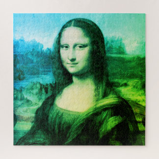 Puzzle Portrait de Mona Lisa| Bleu vert