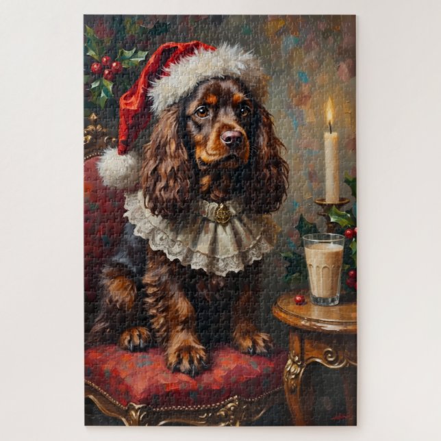 Puzzle Portrait de Noël Classique de Cocker Spaniel avec  (Vertical)