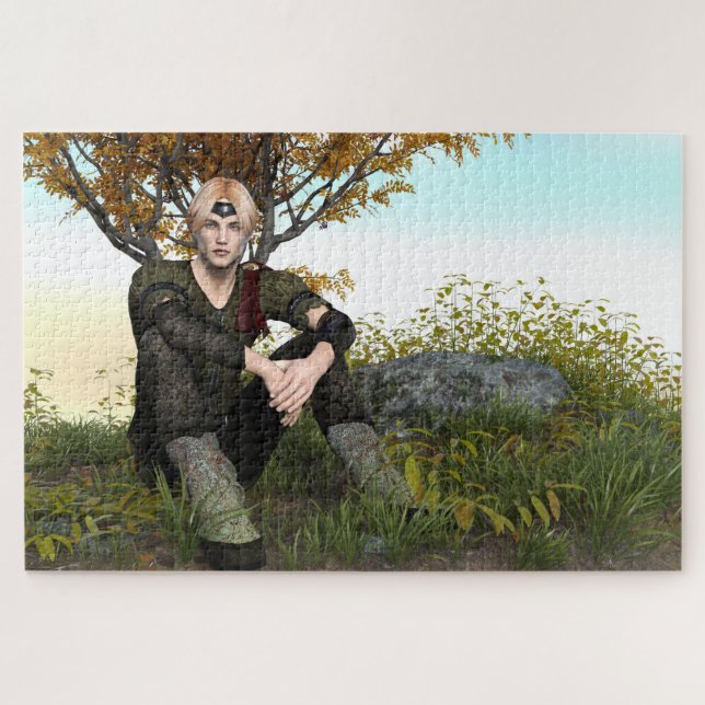 Puzzle Portrait de Prince Médiéval Fantastique en Forêt (Horizontal)