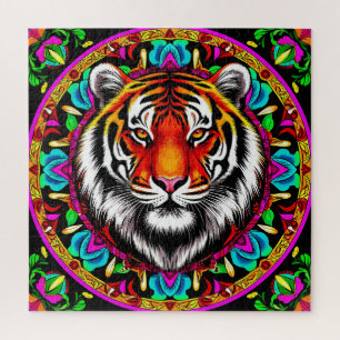 Puzzle Portrait de tigre avec motif de mandala