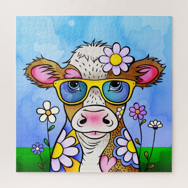 Puzzle Portrait de vache gribouillé (Vertical)