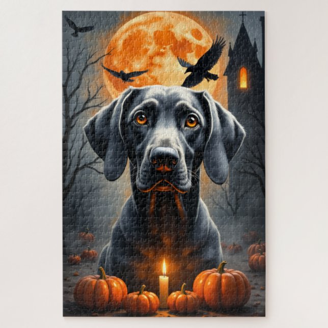 Puzzle Portrait de Weimaraner gothique de manoir pour Hal (Vertical)