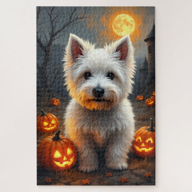 Puzzle Portrait d'Halloween de West Highland White Terrie (Vertical)