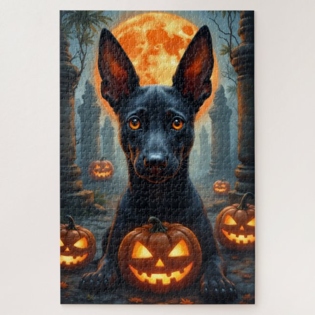 Puzzle Portrait d'Halloween du Thai Ridgeback dans un tem (Vertical)