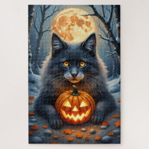 Puzzle Portrait d'Halloween enchanté de chat des forêts n