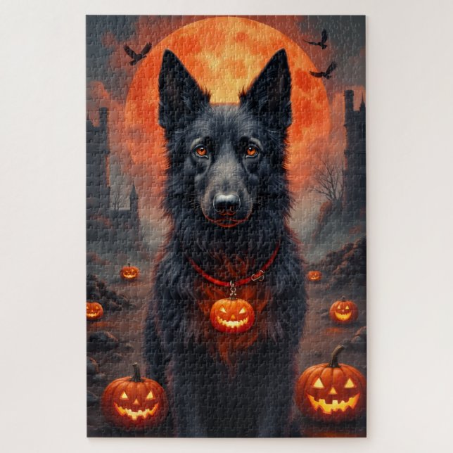 Puzzle Portrait d'Halloween gothique de lévrier irlandais (Vertical)